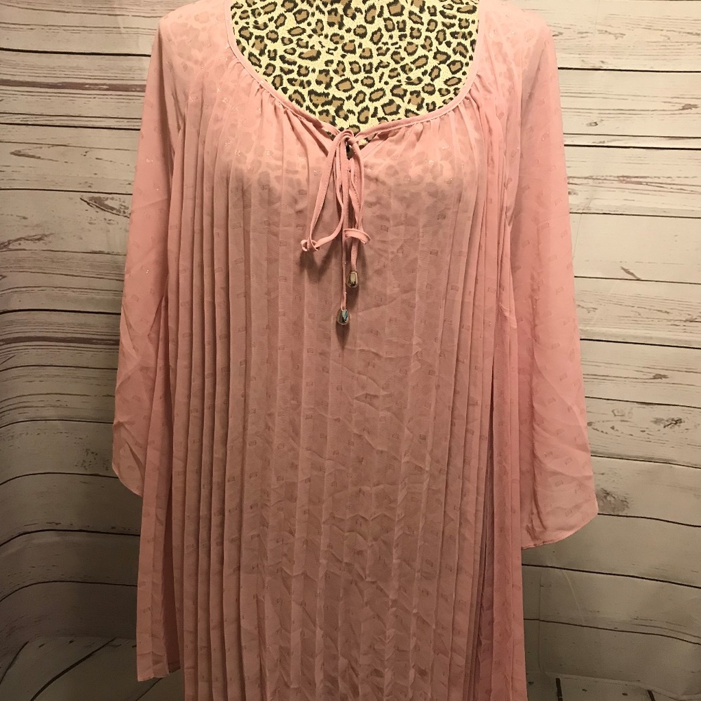 Catherines Accordion Semi-Sheer Pleated Top